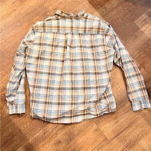 Eddie Bauer Men's Casual Plaid Shirt - Light Blue and Tan